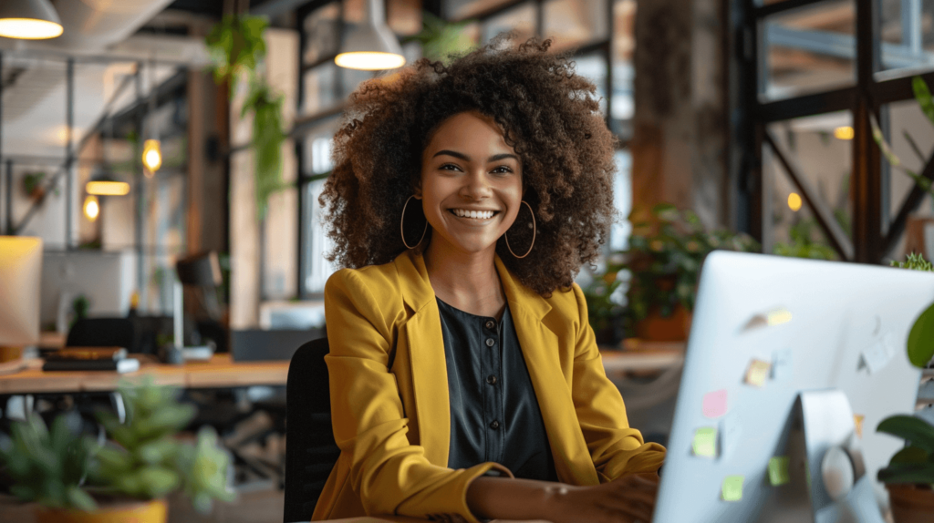 A young businesswoman working on her laptop