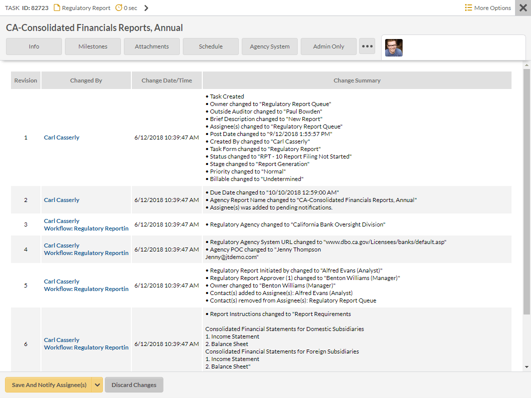 Compliance audit trail