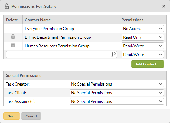 Contact permission options