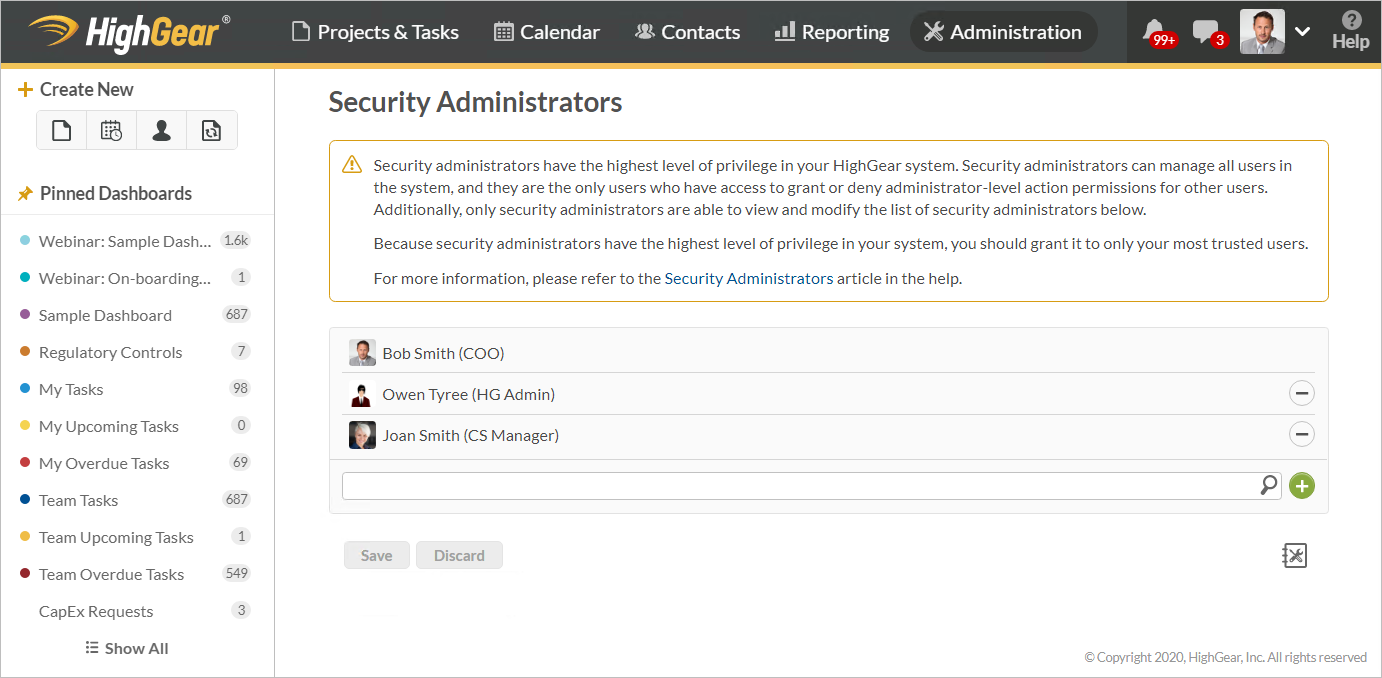 Security Administrators Page