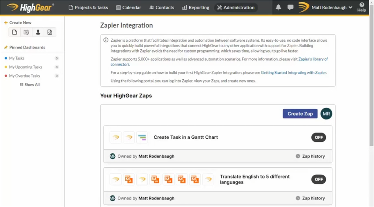 Zapier Integration page