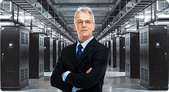 Person standing in server room