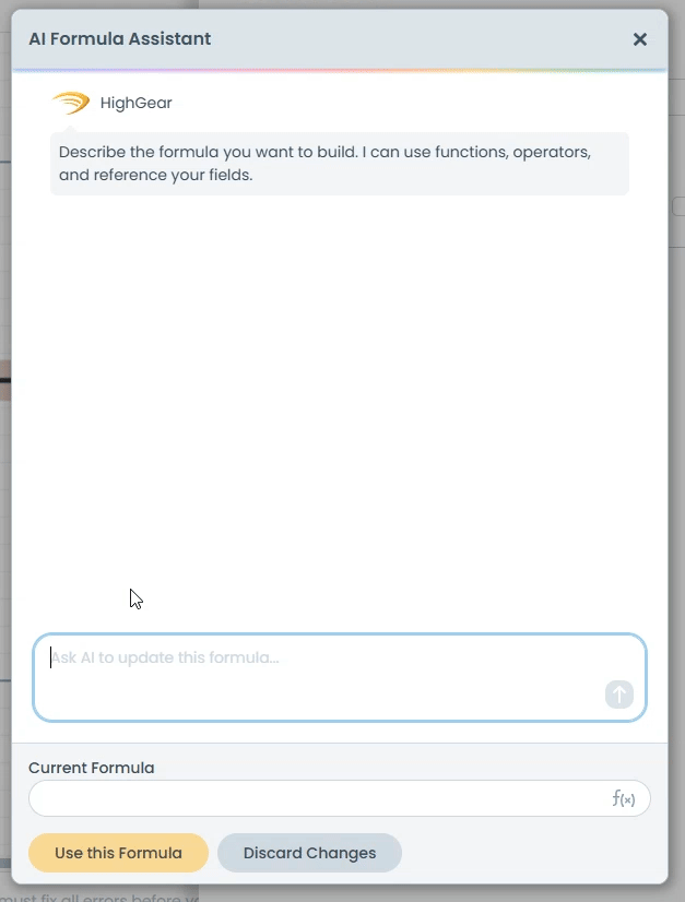 An animated image of the AI Formula Assistant