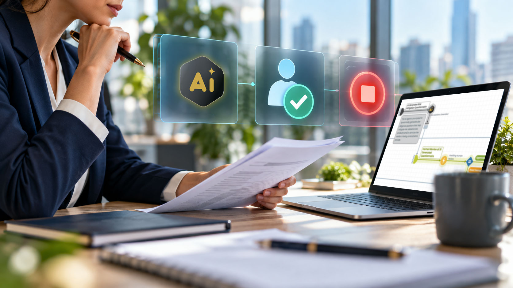 A professional Overseeing AI-powered workflows .